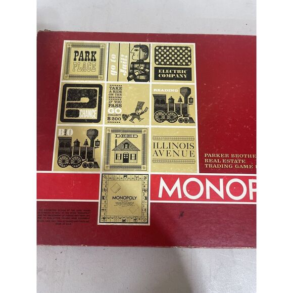 RARE VINTAGE 1964 Parker Brothers Monopoly Board Game Red Box Version - Picture 2 of 5